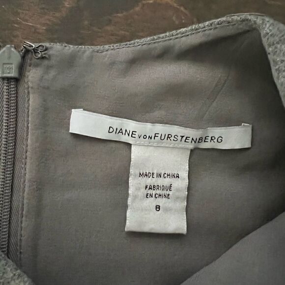 Diane Von Furstenberg Grey Wool front and back slits sleveless dress Sz-8 - Picture 8 of 15